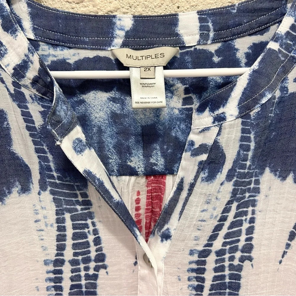 Multiples Liberty Print Button Down Tab Sleeve Bu… - image 5